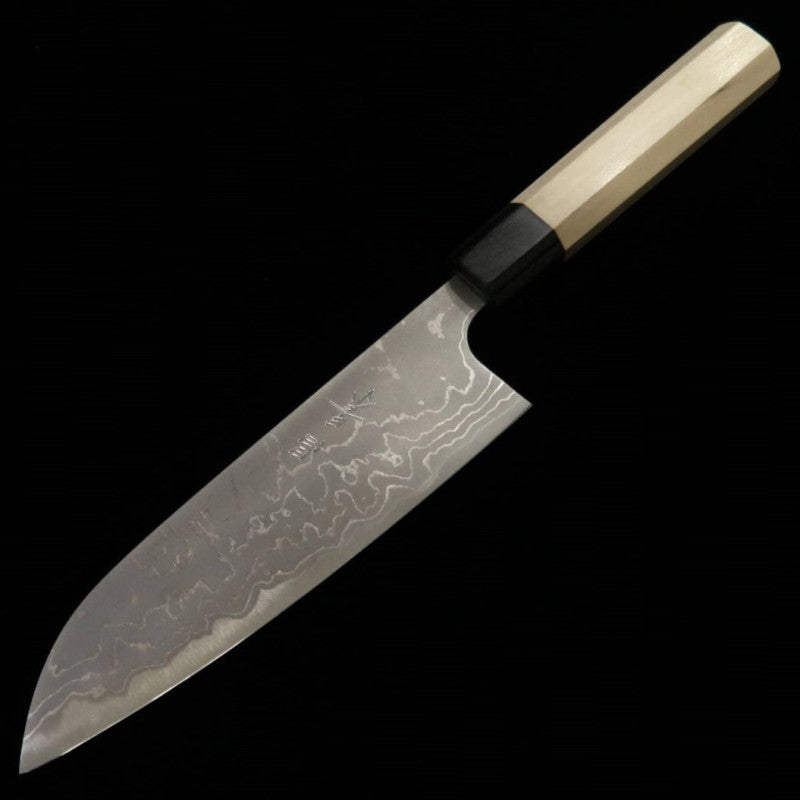 MASAKAGE 昌景 Shimo Santoku Acero Blanco nº2 Damasco (170mm)