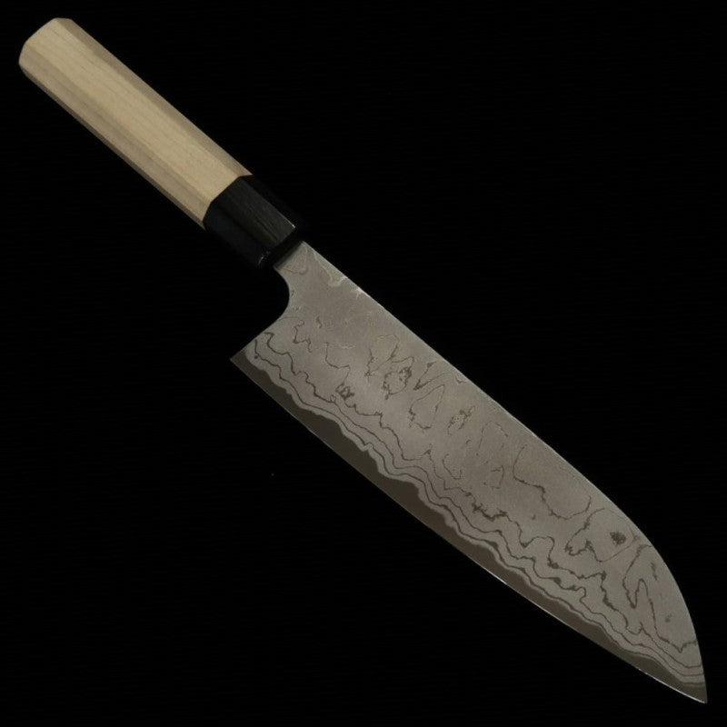 MASAKAGE Shimo Santoku en acier blanc n°2 Damas (170 mm)