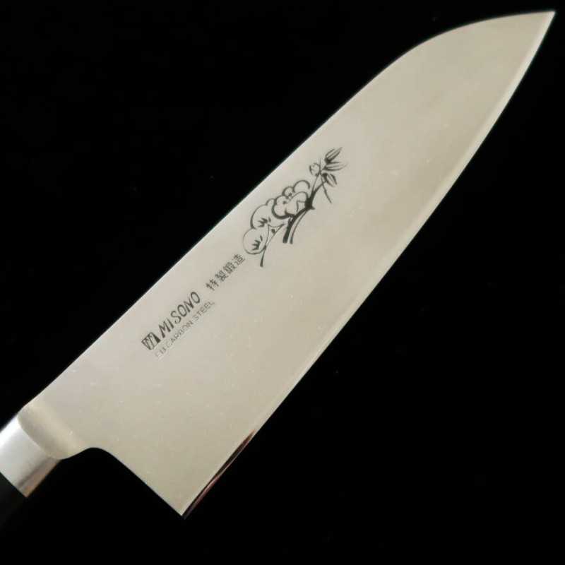 ミソノMISONO EUカーボン 彫刻入 三徳 黒合板柄 (180mm)