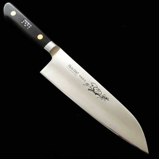 ミソノMISONO EUカーボン 彫刻入 三徳 黒合板柄 (180mm)