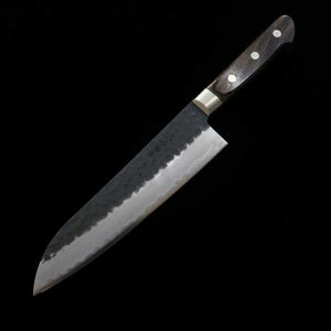 三浦 MIURA 青紙スーパー 鎚目黒打 三徳 焦茶合板柄 (180mm)