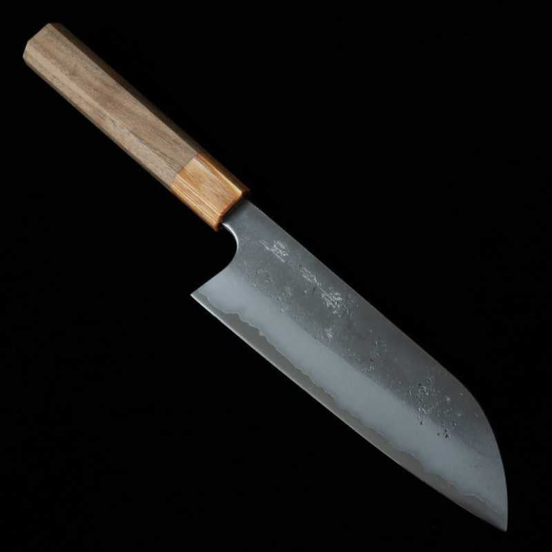MIURA Miura Acier Bleu No.2 Nashiji Santoku Manche Octogonal en Noyer (165mm)