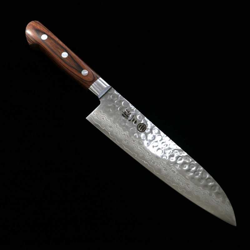 三浦 MIURA VG-10ダマスカス マホガニー合板 三徳 (180mm)