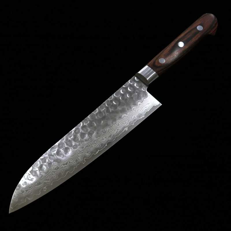 三浦 MIURA VG-10ダマスカス マホガニー合板 三徳 (180mm)