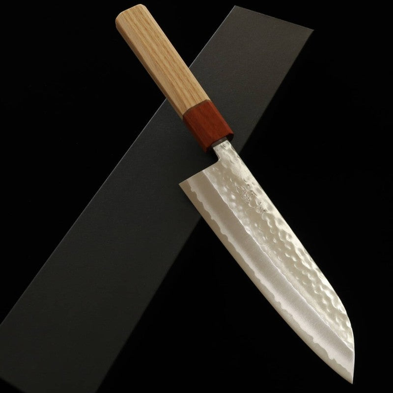 Santoku MIURA Samidare V1 Martilleado Mango de madera de karín/fresno (170mm)
