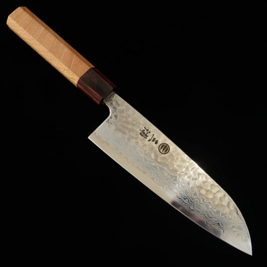 三浦 MIURA 三徳 銀紙三号 白ダマスカス 欅柄 (165mm)