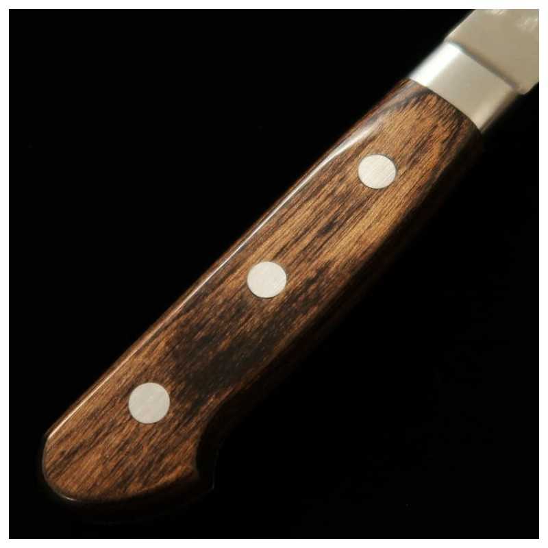 MIURA Santoku knife, Ginsan, Nashiji finish, dark brown plywood handle (165mm)