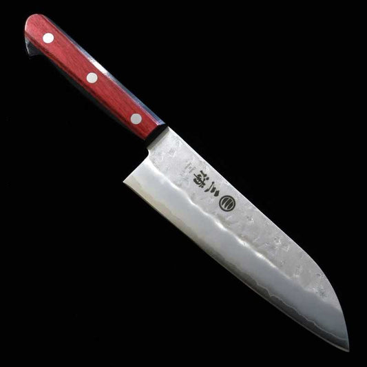 Santoku Miura Ginsan steel with Red Plywood Handle (165mm)