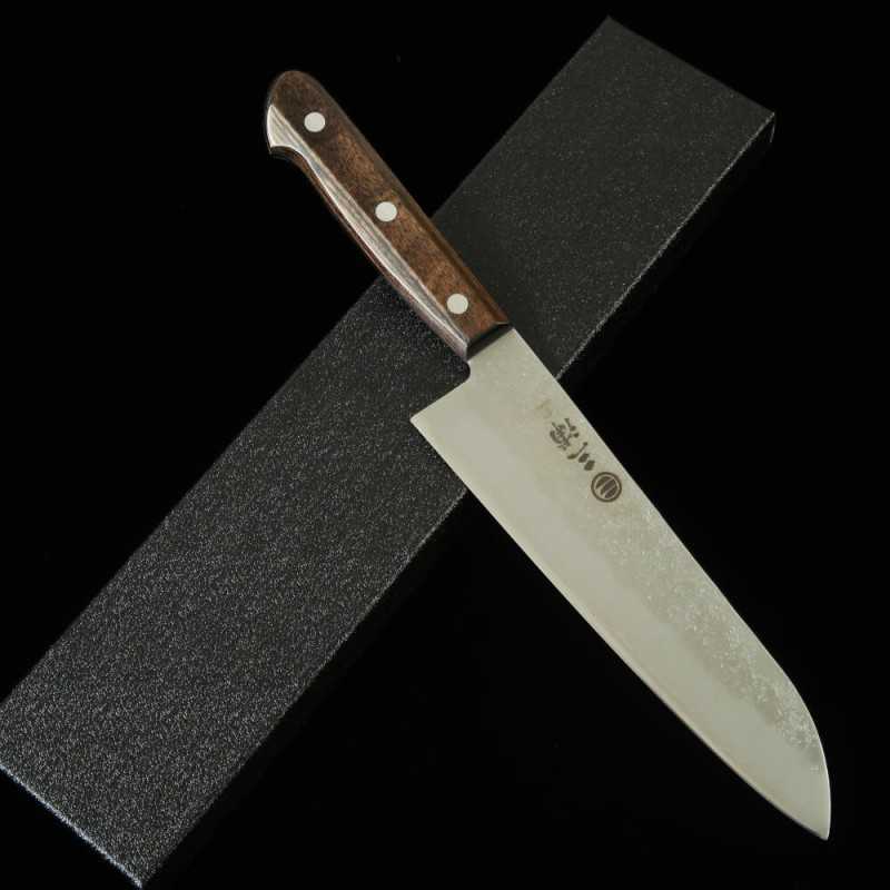 MIURA, Santoku, Ginpaku No.3, manche en bois stratifié brun (180 mm)