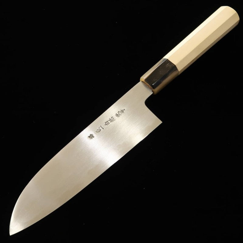 三浦頂MIURA Itadaki 田中義一 三徳 白紙二号 ヘアライン仕上げ 朴八角柄 (180mm)