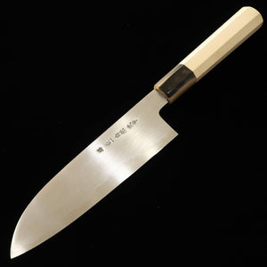 三浦頂MIURA Itadaki 田中義一 三徳 白紙二号 ヘアライン仕上げ 朴八角柄 (180mm)