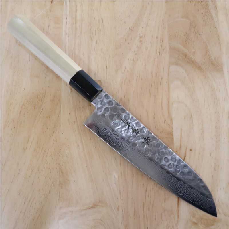 Sakai Takayuki 45 couches Damas Santoku manche hexagonal demi-rond (180 mm)
