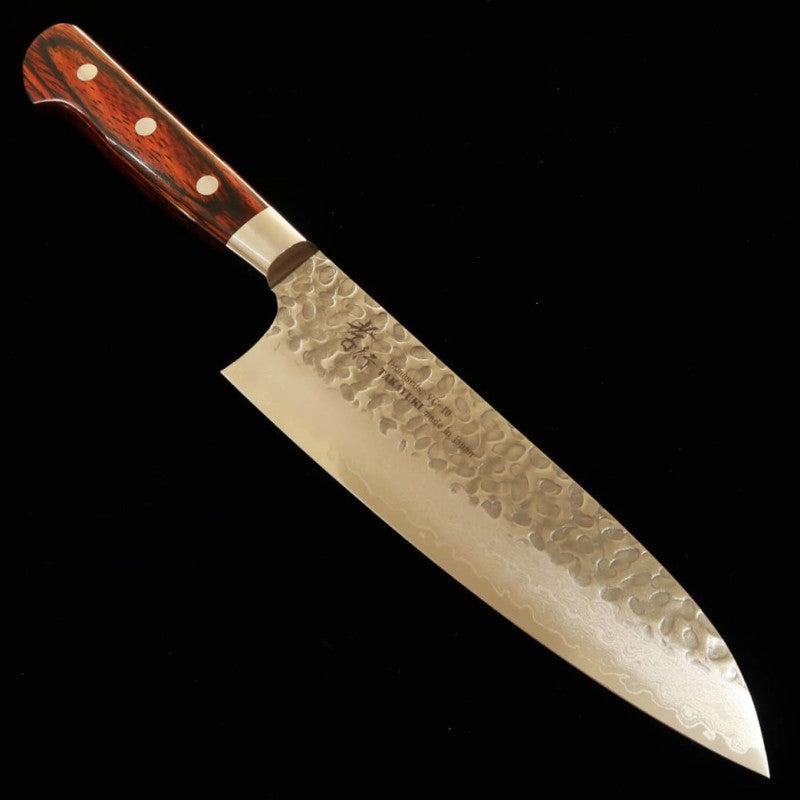 Sakai Takayuki Santoku VG10 33 couches Damas à motif martelé manche en acajou (180 mm)
