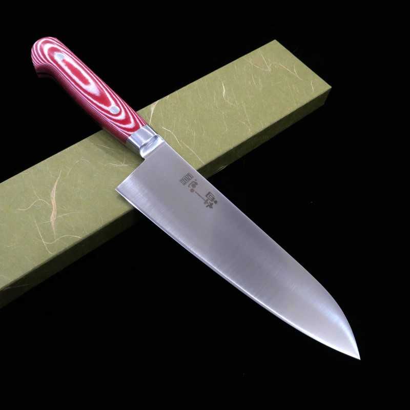 SUISIN INOX PREMIUM santoku mango de micarta rojo/blanco (180 mm)