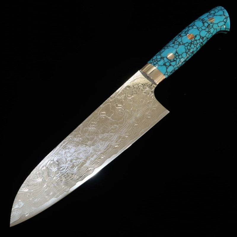 SAJI TAKESHI R2 Santoku acabado diamante, turquesa azul (180mm)