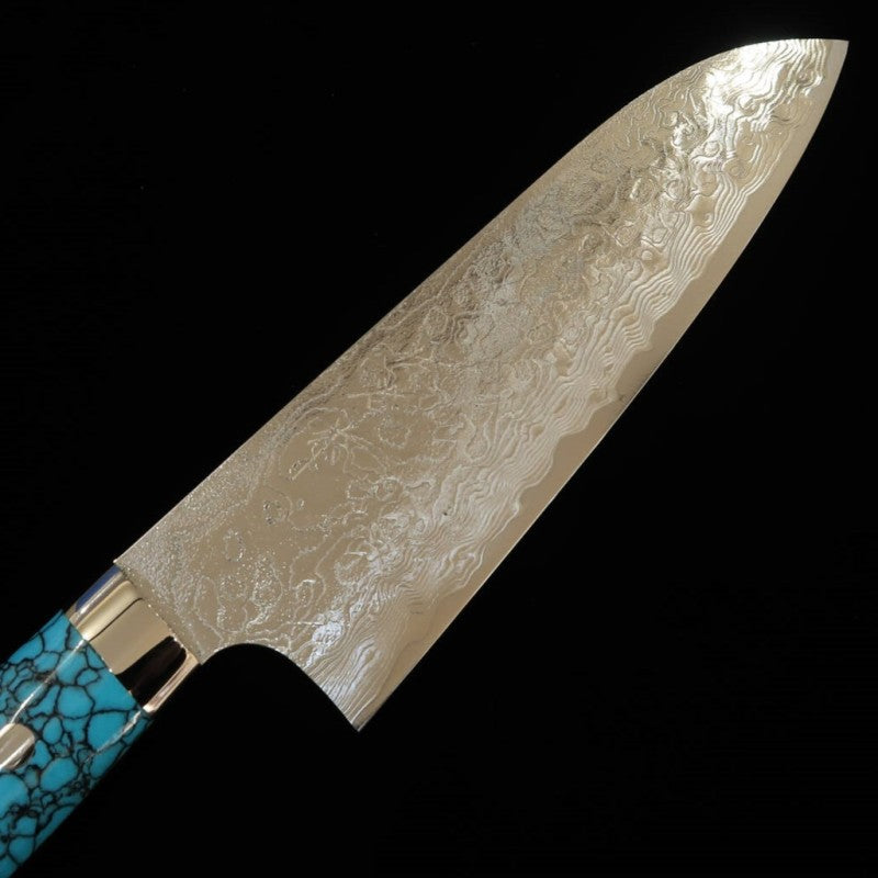 SAJI TAKESHI R2 Santoku acabado diamante, turquesa azul (180mm)