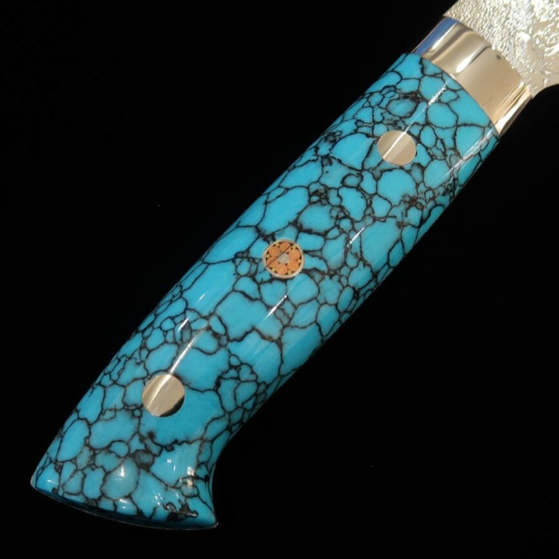 SAJI TAKESHI R2 Santoku acabado diamante, turquesa azul (180mm)