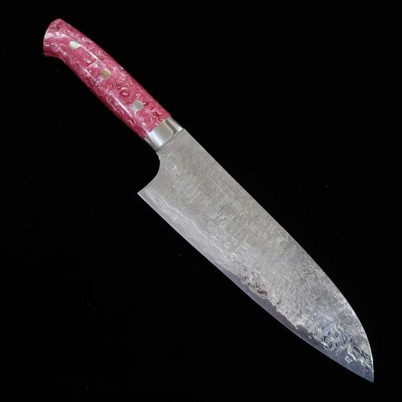 Saji Takeshi SAJI TAKESHI R2 Diamond Finish santoku turquesa rojo y blanco (180 mm)