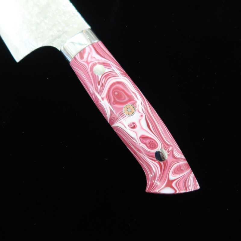 Saji Takeshi SAJI TAKESHI R2 Diamond Finish santoku turquesa rojo y blanco (180 mm)