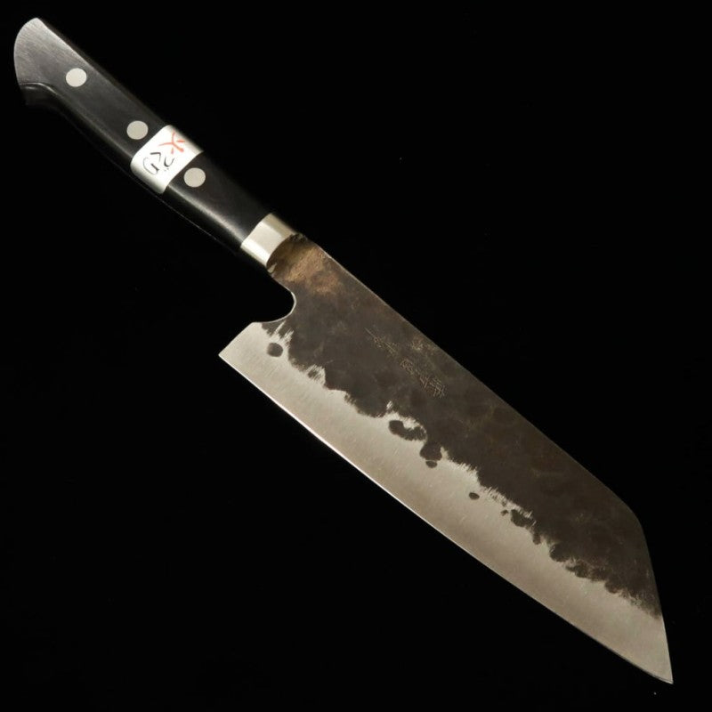 TERUYASU FUJIWARA 藤原照康 – “Denka no Hōtō” – Santoku con protector para el dedo, Aogami Super (165/180 mm)
