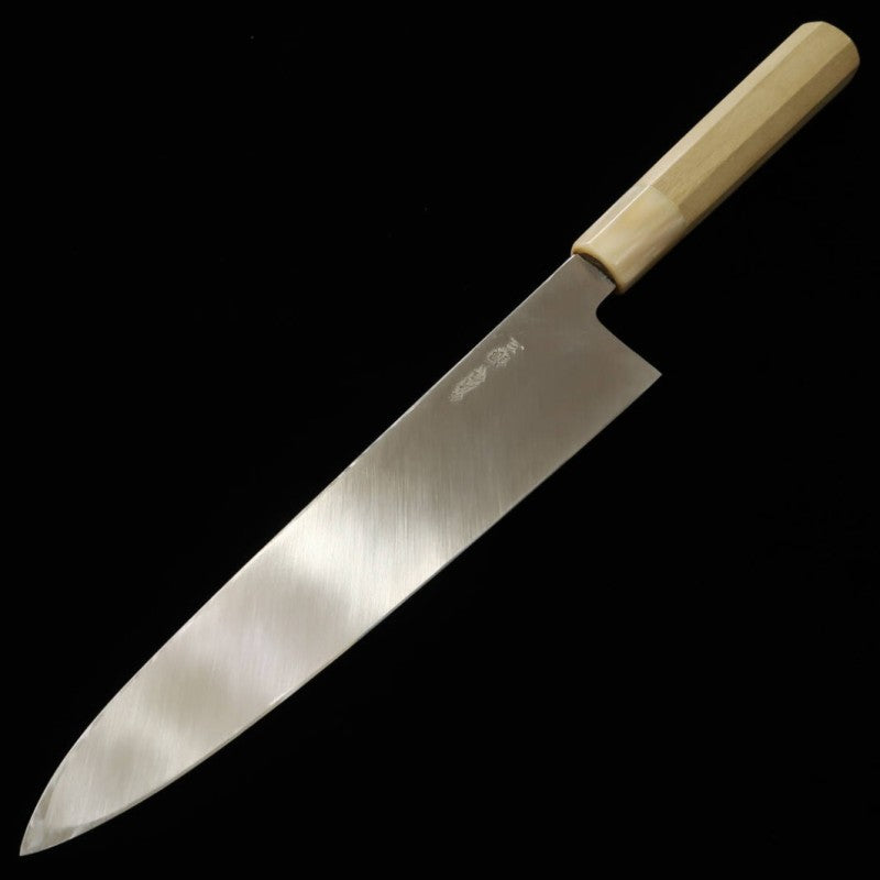 三浦佩 MiuraObidama  片刃牛刀 銀紙三号 霞仕上げ  (240mm)
