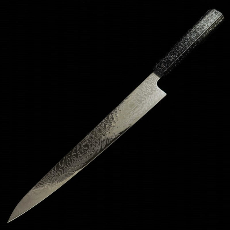 MIURA couteau à trancher (Sujihiki) Uzu-nami inox SLD manche octogonal en chêne laqué (240 mm)