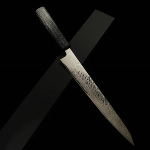MIURA couteau à trancher (Sujihiki) Uzu-nami inox SLD manche octogonal en chêne laqué (240 mm)