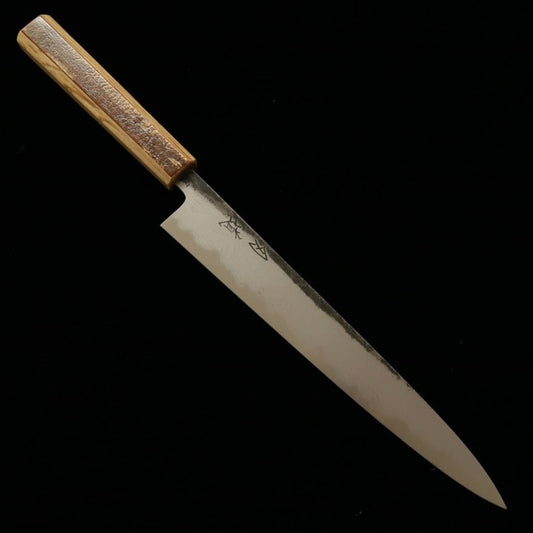 Sujihiki HADO aço Aogami nº1 acabamento kuro-uchi, damasco cabo de cerejeira (240mm)