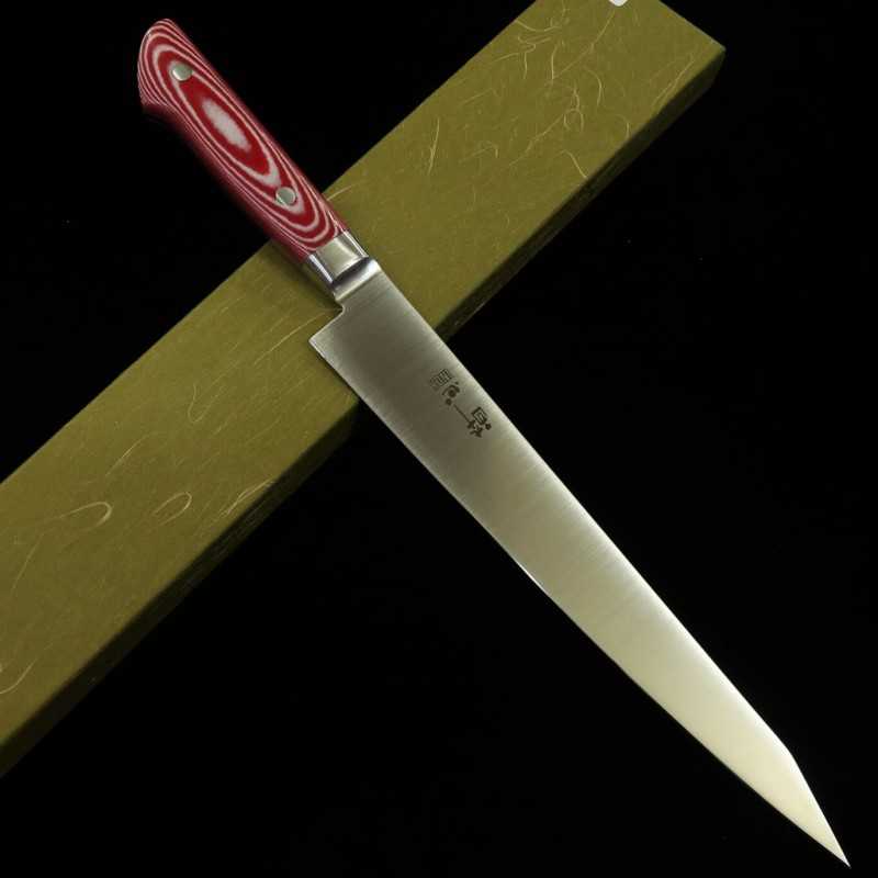 SUISIN INOX PREMIUM, sujihiki, mango de micarta rojo/blanco (240/270 mm)