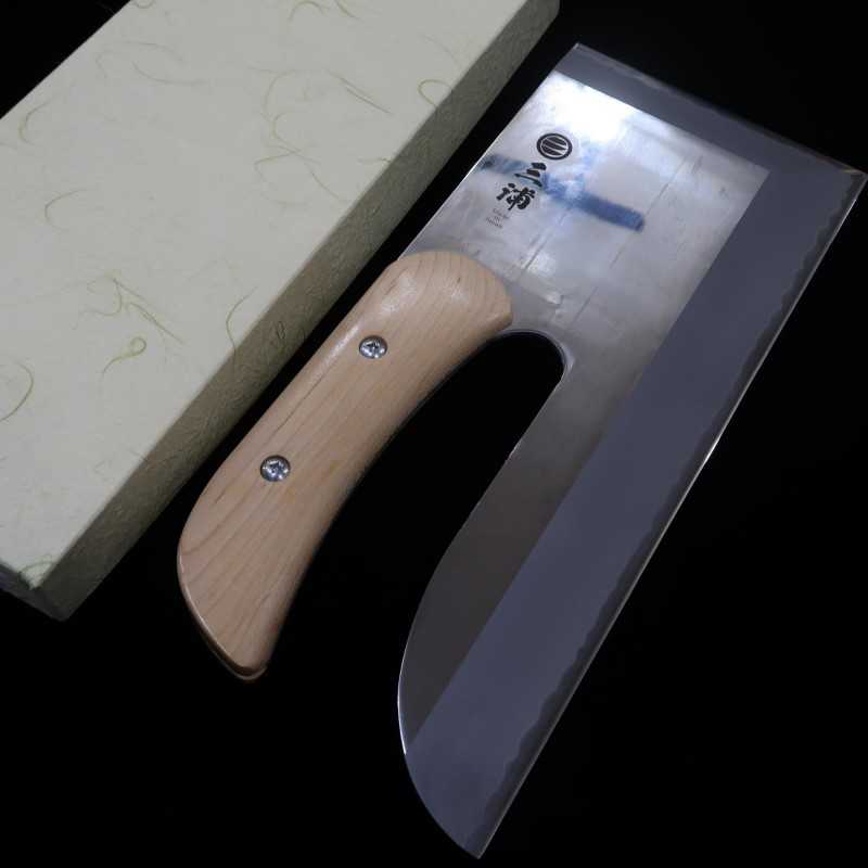 Miura Soba Knife White Steel Right Handed Polished Maple Handle (300mm)