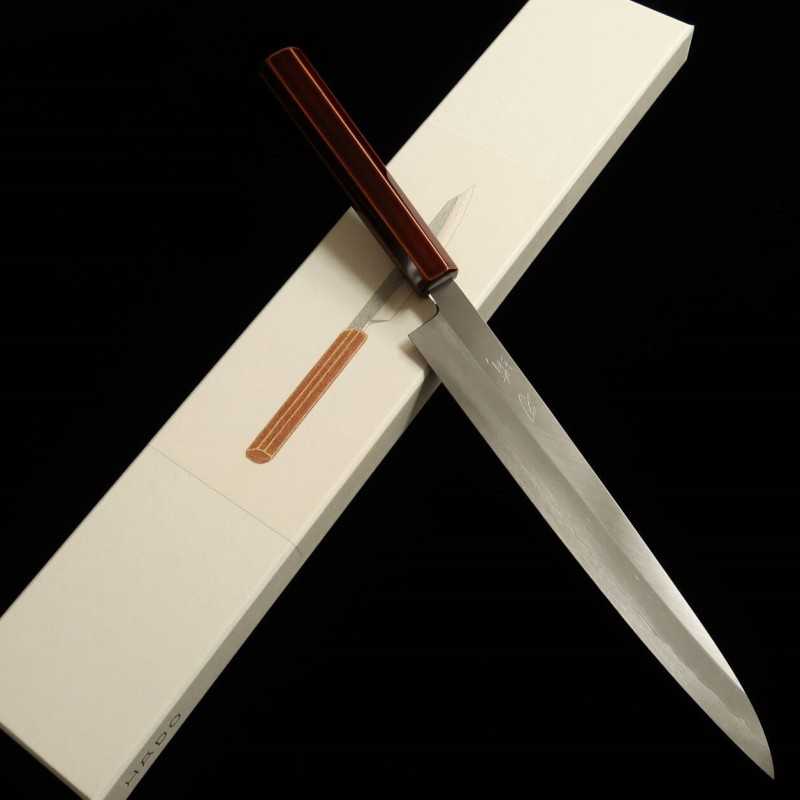 HADO Hagane Gin-san n°3, couteau à trancher, manche octogonal en cerisier laqué (240 mm)