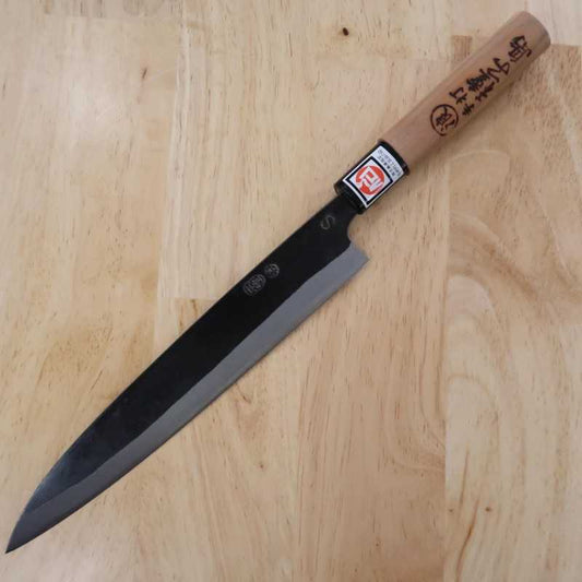 Yanagiba IKENAMI HAMONO White steel no.1 Sakura Handle Double-Edged Sashimi Knife (210mm)