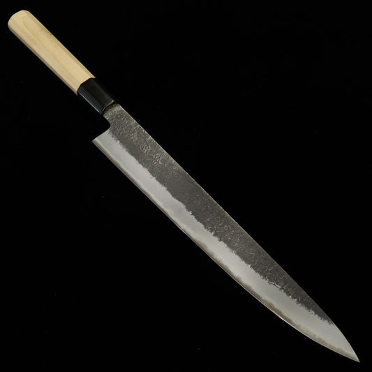 Ajikataya Sujihiki Hinoura White Steel No.2 Black Finish Nashiji Magnolia Handle (240/270mm) 