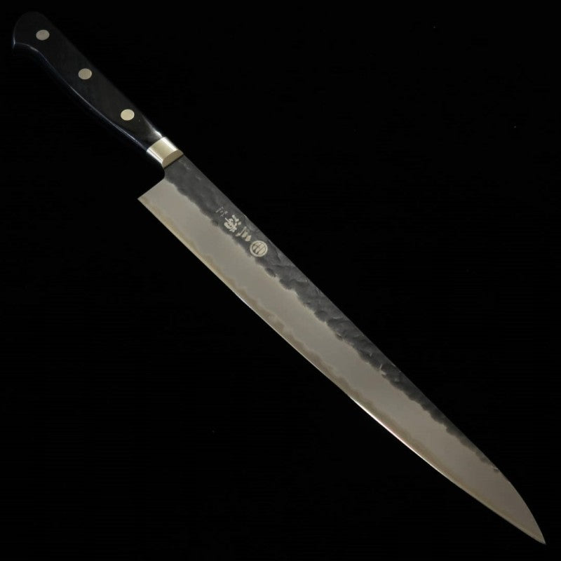 Miura MIURA Sujihiki Aogami Super, martelé, finition noire, manche en bois composite noir (240mm)