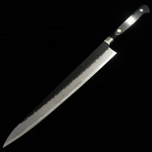 Miura MIURA Sujihiki Aogami Super, martelé, finition noire, manche en bois composite noir (240mm)