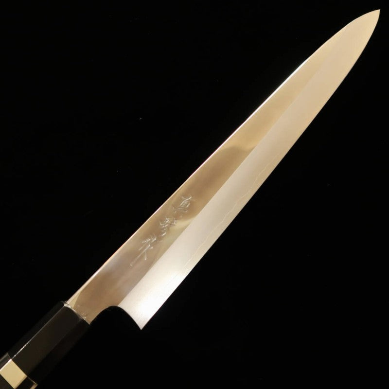 Sujihiki TADOKORO HAMONO Makoto Mirror Finish Ginsan Steel Ebony Silver Wrap Handle (270mm) 