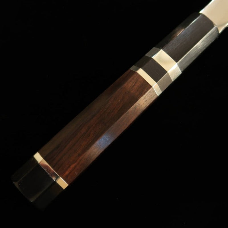 Sujihiki TADOKORO HAMONO Makoto Mirror Finish Ginsan Steel Ebony Silver Wrap Handle (240mm) 