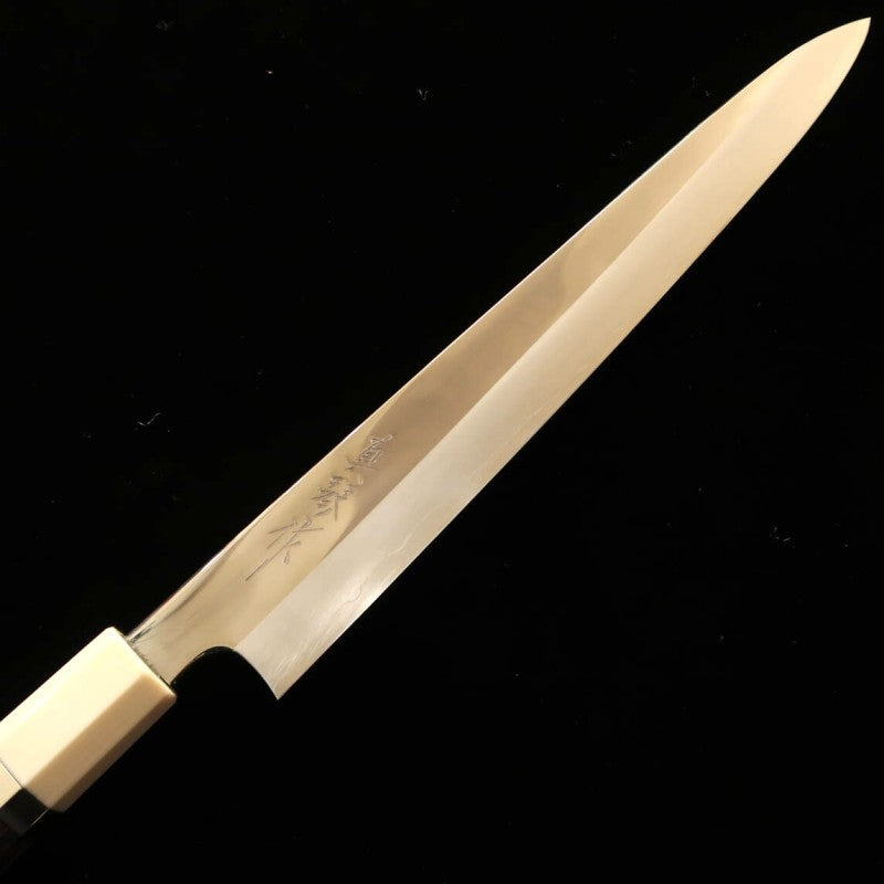 TADOKORO HAMONO Makoto Mirror Finish Ginsan Sujihiki Knife, Stabilized Wood (270mm)