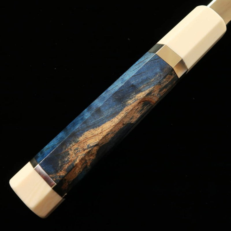 TADOKORO HAMONO Makoto Mirror Finish Ginsan Sujihiki Knife, Stabilized Wood (270mm)