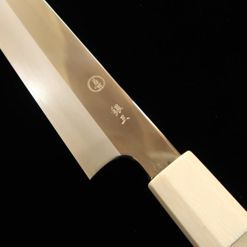 TADOKORO HAMONO Makoto Mirror Finish Ginsan Sujihiki Knife, Stabilized Wood (270mm)