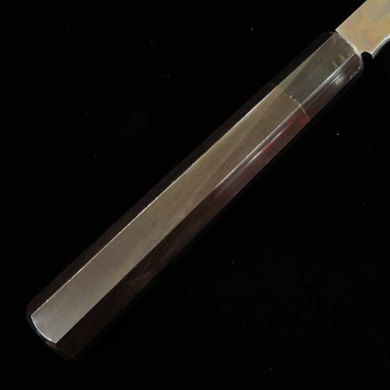 Yanagiba SUISIN Mizu Honyaki Shirogami No.2 acabamento espelhado, cabo octogonal em ébano Forjado por Ikeda (330mm)