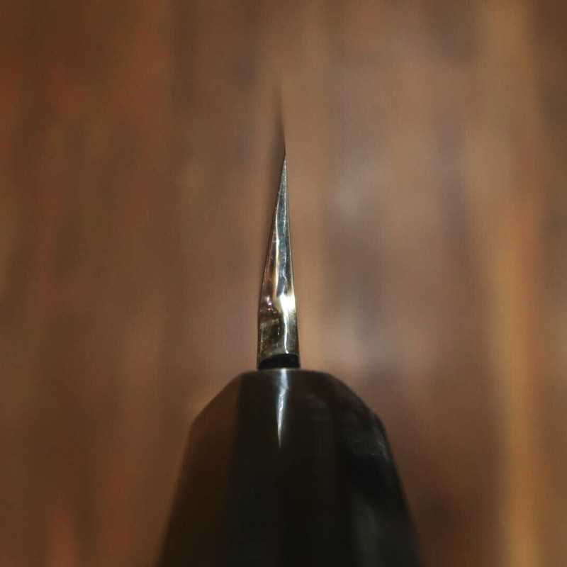 Yanagiba SUISIN Mizu Honyaki Shirogami No.2 acabamento espelhado, cabo octogonal em ébano Forjado por Ikeda (330mm)