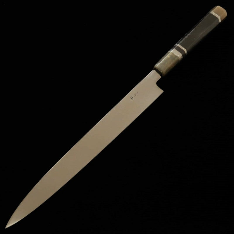 酔心 SUISIN INOX Honyaki Yanagiba Espejo completo Mango octogonal de ébano con anillo de plata (270 mm)
