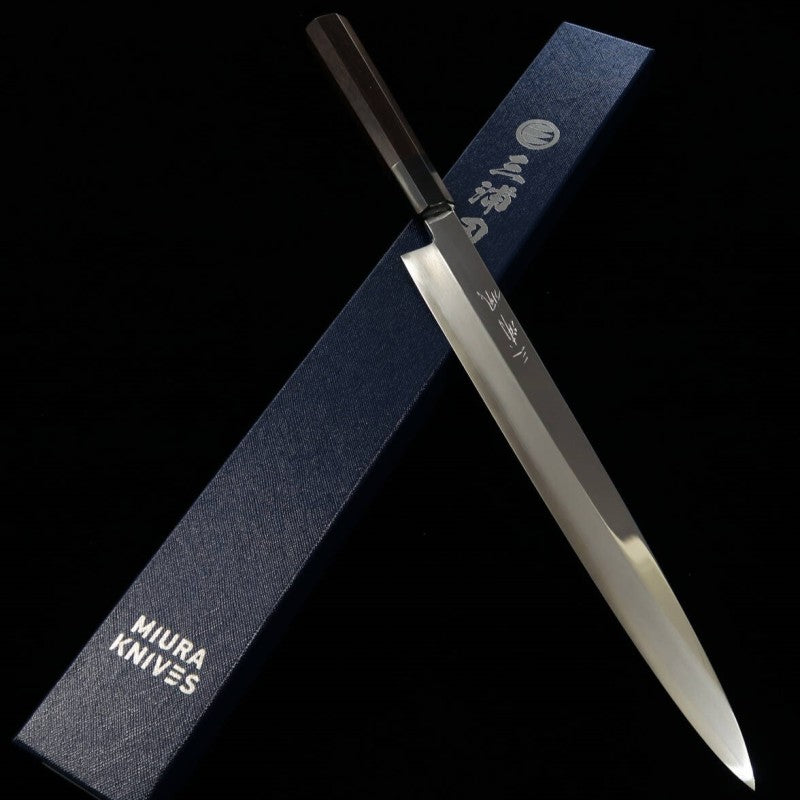 Yanagiba MIURA Obidama VG10 mirror finish ebony octagonal handle (300mm) 