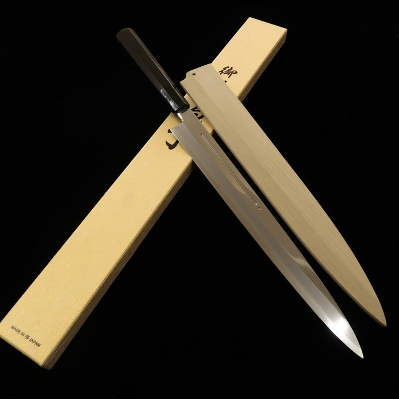 Yanagiba MIURA Ginsan Steel with Ebony Handle, Magnolia Sheath, (330mm) 