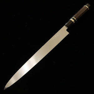 MIURA Gin-3 con canal de sangre Mango de ébano con virola de plata Funda de magnolia Yanagiba (330 mm)