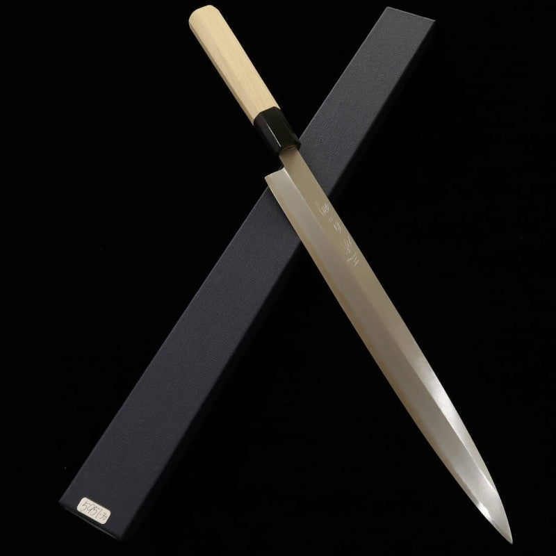 MIURA, Yanagiba, Acier blanc n°2, Finition Kasumi, Manche octogonal en bois de magnolia (270/300mm)