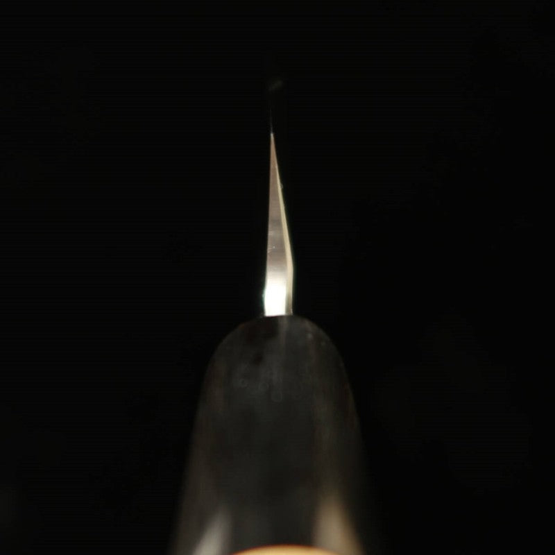 Miura 三浦 gama superior, yanagiba de acero blanco nº2, acabado kasumi, mango de magnolia tipo castaña, para zurdos (240/300 mm)