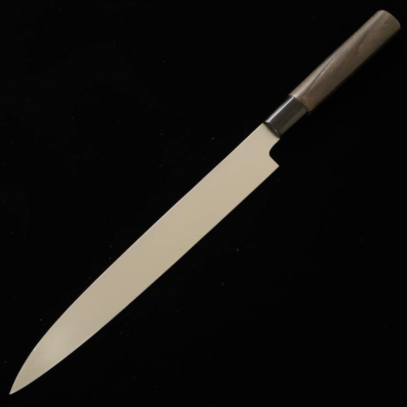 三輪 MIWA 柳刃 白紙一号 黒打ち 焼栗柄 (240mm)