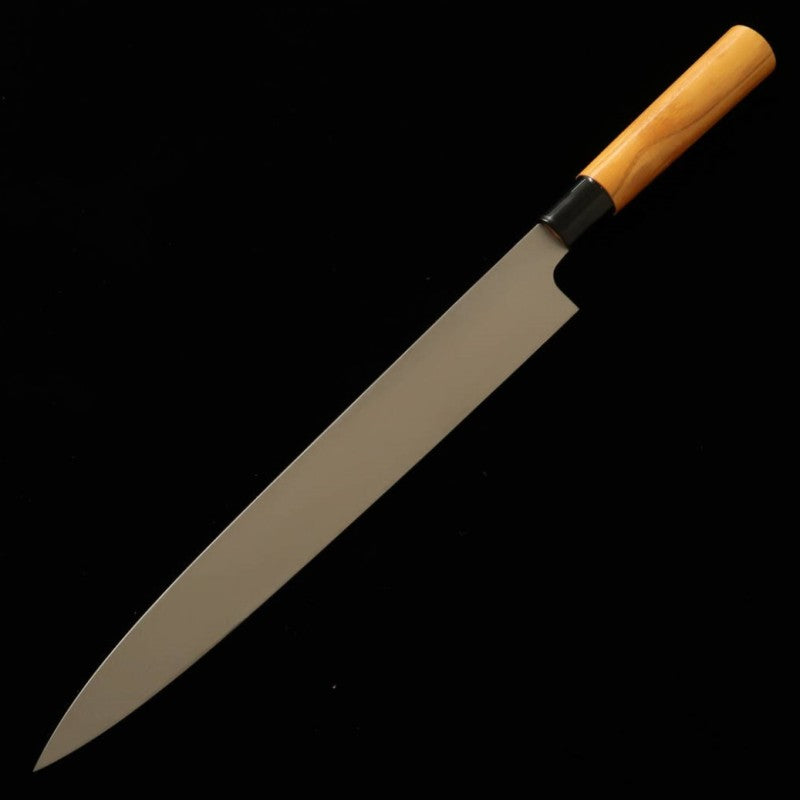 三輪 MIWA 柳刃 白紙一号 黒打ち 欅柄 (270mm)